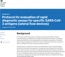 Protocol for evaluation of rapid diagnostic assays for specific SARS-CoV-2 antigens (lateral flow devices) [Updated 14th March 2022]
